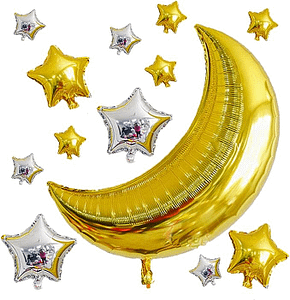 هدايا نسائية للعيد - بالونات مايلر على شكل قمر ونجوم