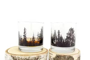 هدايا العيد للزوج - مجموعة زجاج مصنوعة يدويًا بمناظر طبيعية للغابات