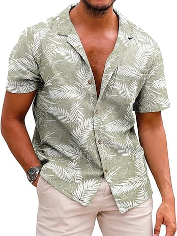 قمصان رجالي من COOFANDY مطبوع عليها زهور هاواي 
قمصان رجالية