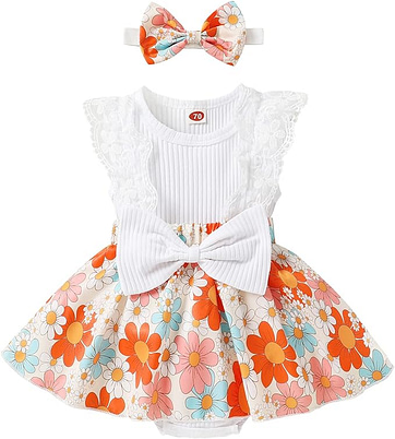 فستان للبنات الرضع مزين بأزهار مع شريط رأس من يانجر تري
ملابس اطفال بنات للمناسبات