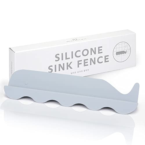 Dailylike Premium Silicone Water Splash Guard- Long Water Block Splash Guard for Kitchen Sink and Bathroom, Faucet Water Splatter Backsplash Protector, Fun Designs 19.7x5.5x2.5in (Whale Blue Gray)