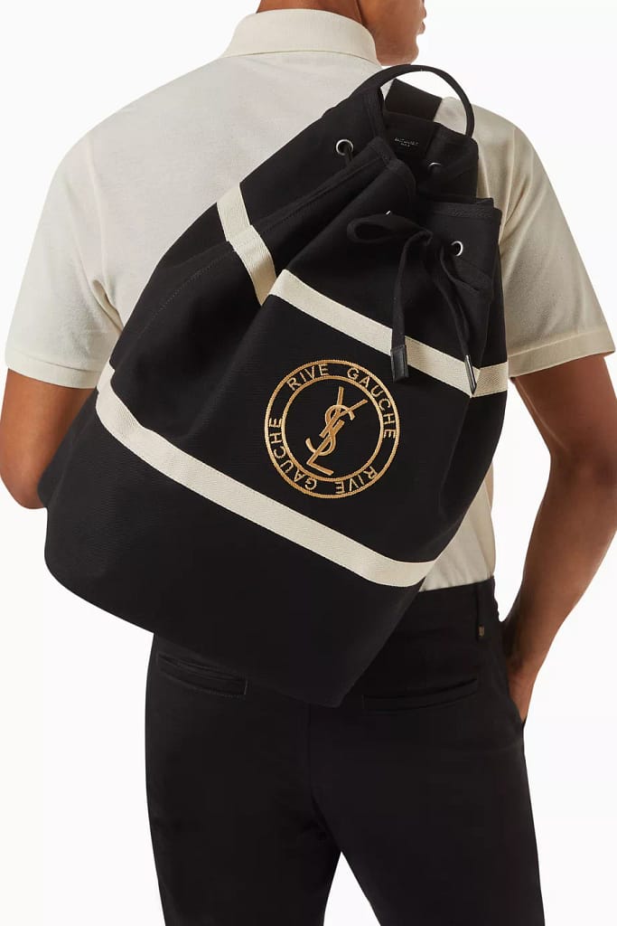 حقيبة ظهر بحمالة وشعار Rive Gauche