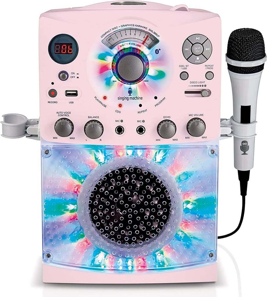 هدايا عيد ميلاد اطفال بنات - آلة الغناء بلوتوث نظام كاريوكي مع أضواء ديسكو