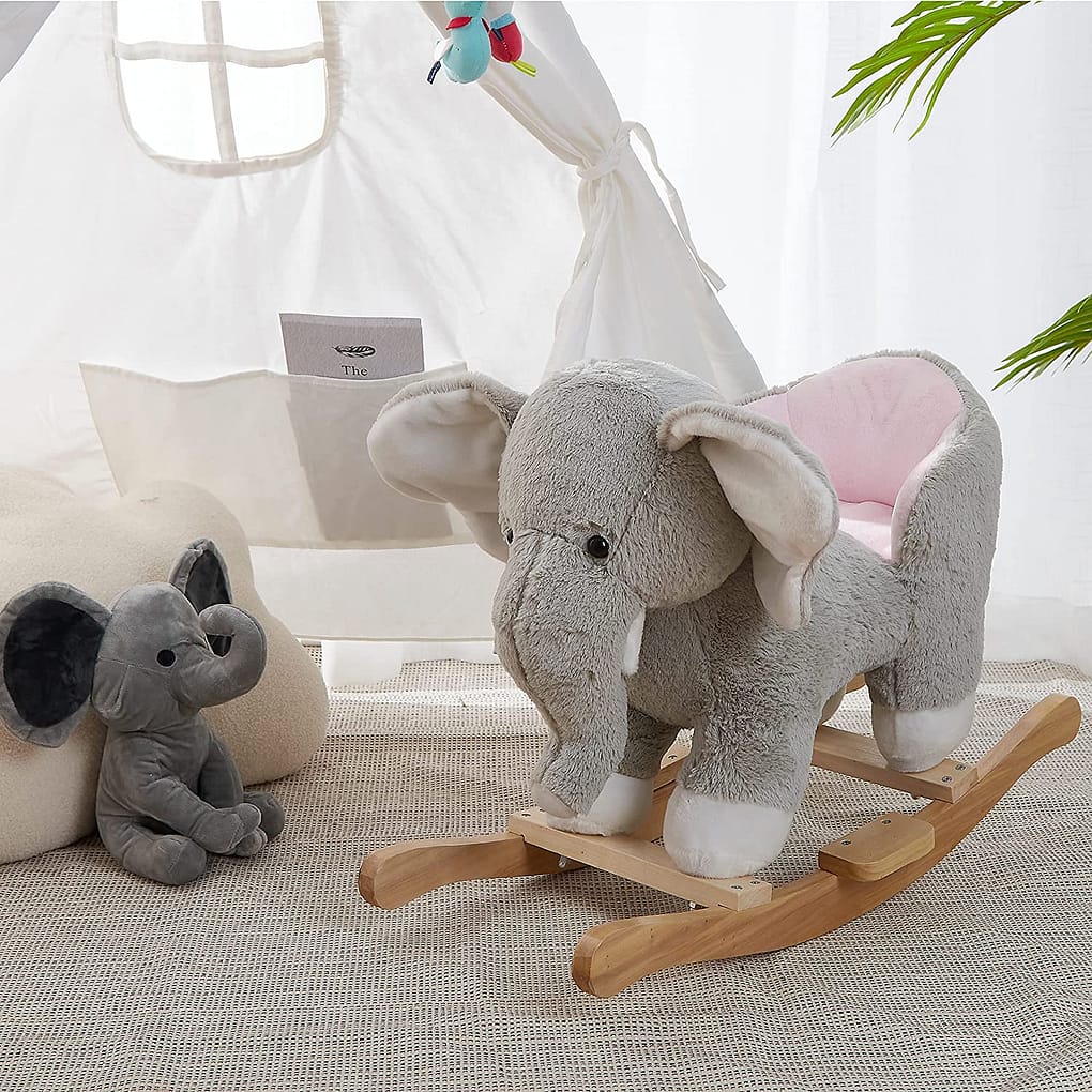 هدايا اطفال عمر سنة - هزاز الفيل الخاص مع لعبة حيوانات محشوة