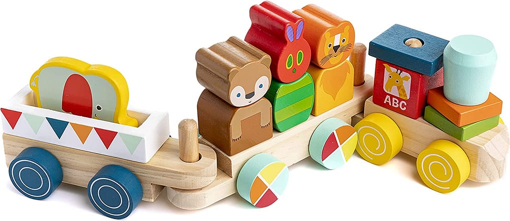 هدايا اطفال عمر سنة - مجموعة قطار خشبي على شكل يرقة