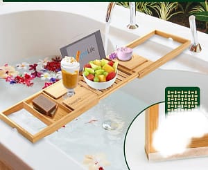 أجمل هدية للحبيبة - صينية حوض استحمام فاخرة من الخيزران