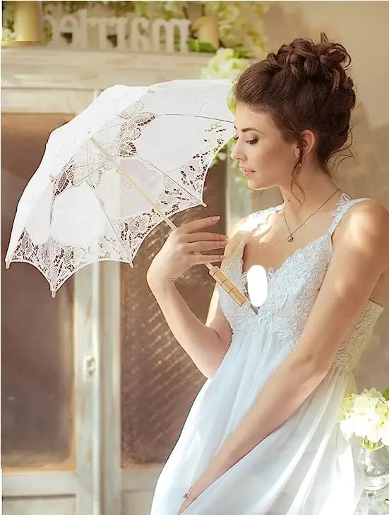 افكار هدية عروس - مظلة دانتيل للعروس